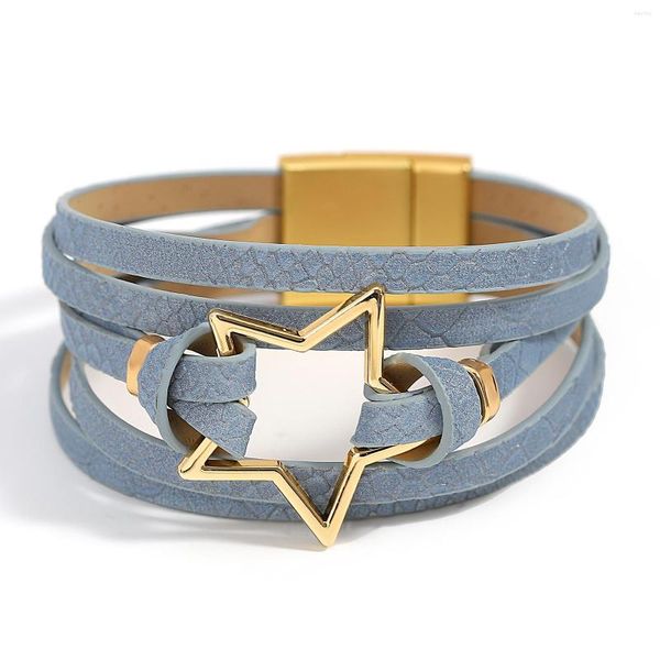 Bracelets porte-bonheur Amorcome en alliage de Zinc couleur or étoile pour femme bohême cuir mode bijoux goutte en gros