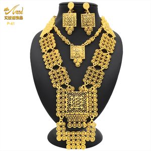 Bedelarmbanden ANIID Afrikaanse 24K vergulde sieradensets Bruiloft Dubai Ketting Oorbellen voor vrouwen Nigeriaanse Indiase bruids 2-delige set Feestgeschenken 230828