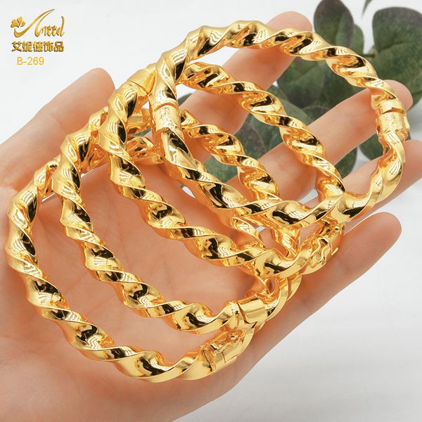 Charme Bracelets ANIID Africain 24k Plaqué Or Bracelet Pour Femmes Charme Cuivre Bracelets Bracelets De Luxe De Noce Bijoux Accessoires Cadeaux 230605