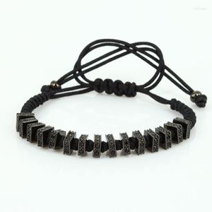 Charm Armbanden Anil Arjandas Mannen 24K Vergulde Kralen Micro Pave Black CZ Briading Macrame Armband Pulseira Feminina