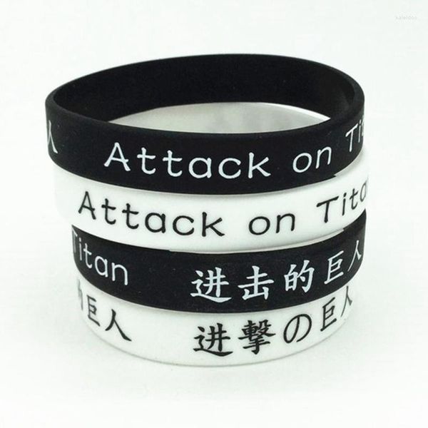 Pulseras de encanto Anime Attack On Titan Pulsera Estilo Punk Cuero trenzado Unisex Silicona Goma Elástica Banda Regalo al por mayor