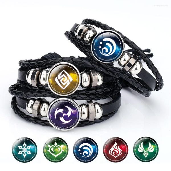 Bracelets porte-bonheur Anime Genshin Impact Bracelet pour femmes hommes Vision oeil de dieu Mondstadt Liyue port cuir bijoux accessoires