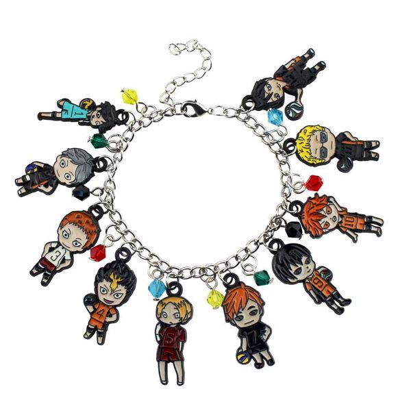 Pulseras con dijes Anime Haikyuu Pulsera Voleibol Niño Aleación de zinc Pulsera Ajustable Muñequera Brazalete Deportes Regalo informal para mujer Chica