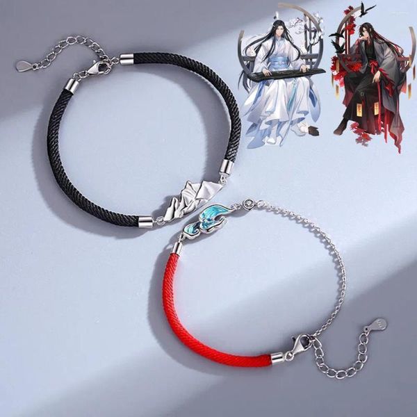 Pulseras con dijes Anime Mo Dao Zu Shi Wei WuXian Lan WangJi Pulsera Cosplay Pareja Amante Cuerda de mano Pulsera Accesorios de joyería Accesorios