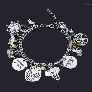 Charm Armbanden Anime De Lion King Armband Simba Levensboom Olifant Hanger Armbanden Voor Vrouwen Meisjes Mode-sieraden Gift1205E