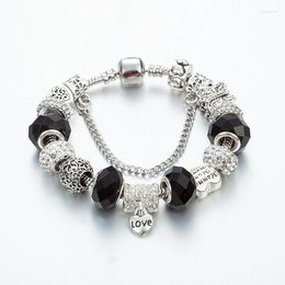 Bracelets porte-bonheur ANNAPAER mode Abalorio coeur Bracelet à breloques bracelet pour femme Catena perles de cristal noir Pulseira fabrication de bijoux
