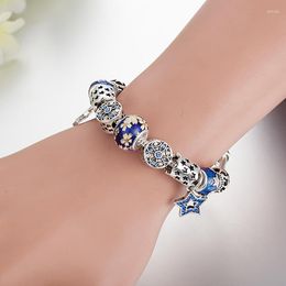 Pulseras con dijes ANNAPAER, venta de cuentas de estrella azul para hacer joyas, pulsera compatible con Catena, regalo de moda para mujeres, DIY B17123