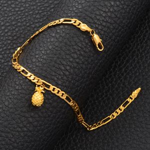 Bedelarmbanden anniyo ananas -armband en enkelband gouden kleur ketting link armbanden voor vrouwen meisjes