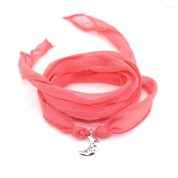 Bracelets porte-bonheur arrivée 10 couleurs Sari soie ruban Wrap Yoga avec ancre mode femmes Bracelet