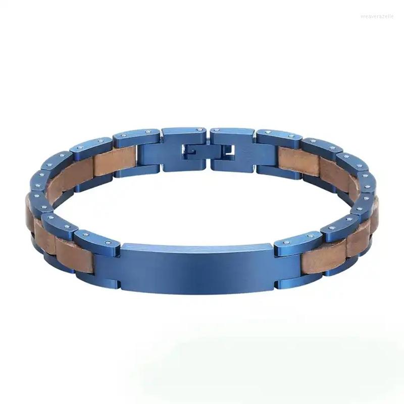 Charm Bracelets Arrival Birthday Engraved Unisex Natural Wooden Stainless Steel Cuff Wristband Adjustable Handmade Bracelet