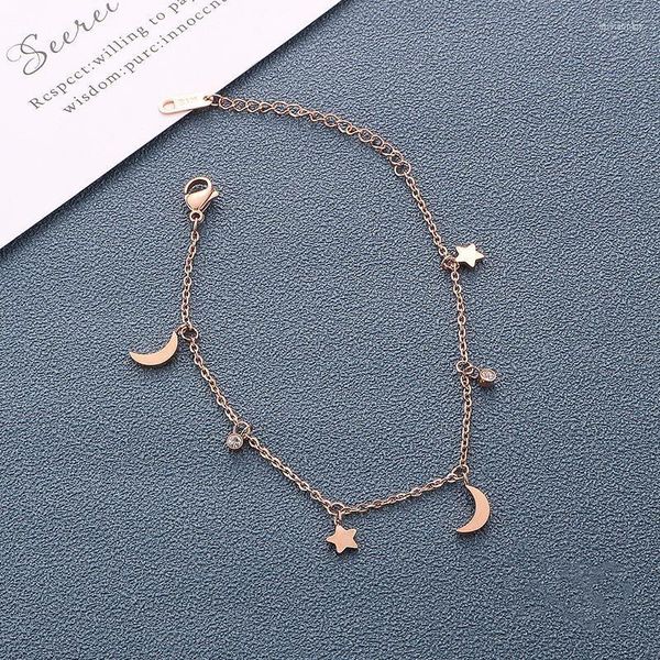 Pulseras con dijes Llegada Moda Acero inoxidable Color oro rosa Luna Estrella Charms Pulsera para mujer Accesorios Verano 2022Charm Lars22