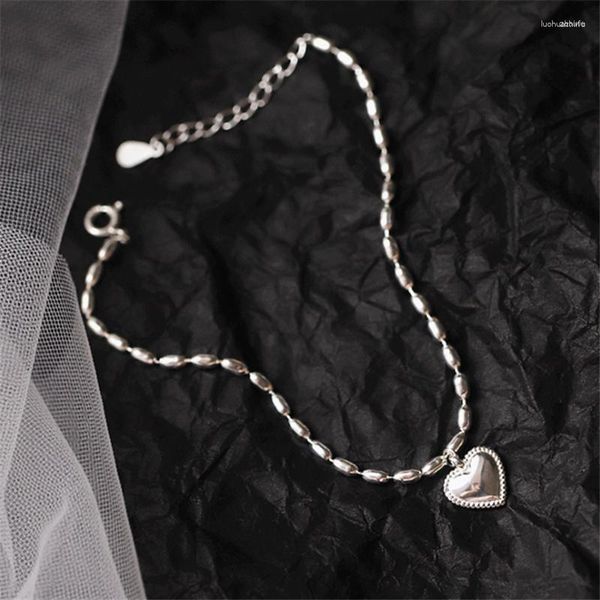 Bracelets de charme Arrivée Tibétain Silver Love Heart Bamboo Chaîne Simple Bean Bracelet réglable pour cadeau de miel Femmes Mode 2023