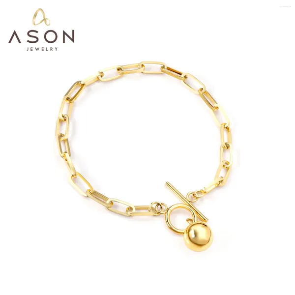 Bracelets de charme Bracelets Asonsteel Gold Couleur vintage Bracelet en acier inoxydable Pendentif Toggle fermoir pour femmes Bijoux de mode bracele épais