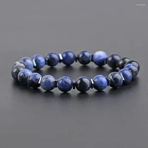 Bracelets de charme authentique naturel Lapis Lazuli perles Bracelet en acier inoxydable bijoux pour hommes noir accessoires de luxe