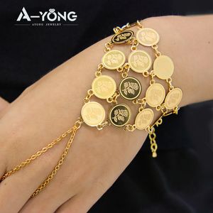 Bedelarmbanden ayong Turkse muntarmband 18k goud vergulde Dubai Arabische ketting vinger bangle moslim islamitische vrouw feest evenement accessoires cadeau 230822