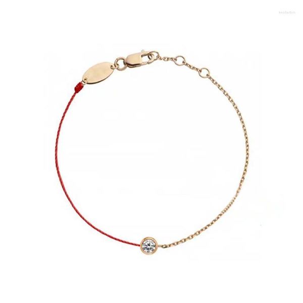 Pulseras con dijes B01-001B Rhinestones brillantes Cristales Zircon Redline Pulsera Hilo de cuerda roja Trenzado Lucky Women Color Plata PulsearCharm Ke