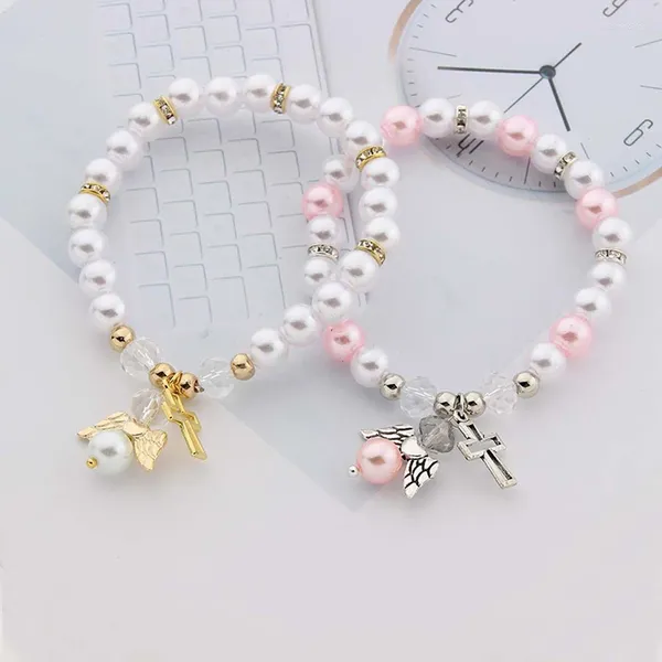 Pulseras de encanto Baby Shower Favor Pulsera de bautizo Angel Girl Boy Bautismo Regalo Lindo Sorteo Recuerdo