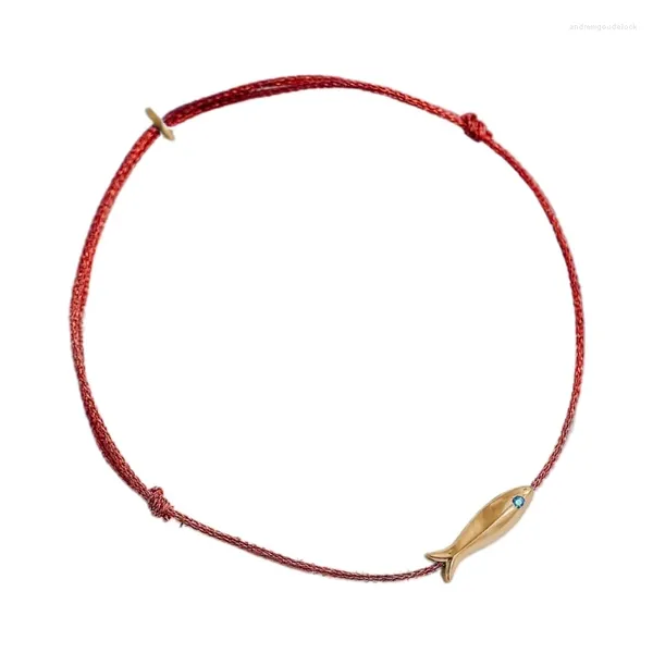 Bracelets à breloques pour la rentrée scolaire, fil rouge, corde à main, poisson mère-enfant tissé F19D