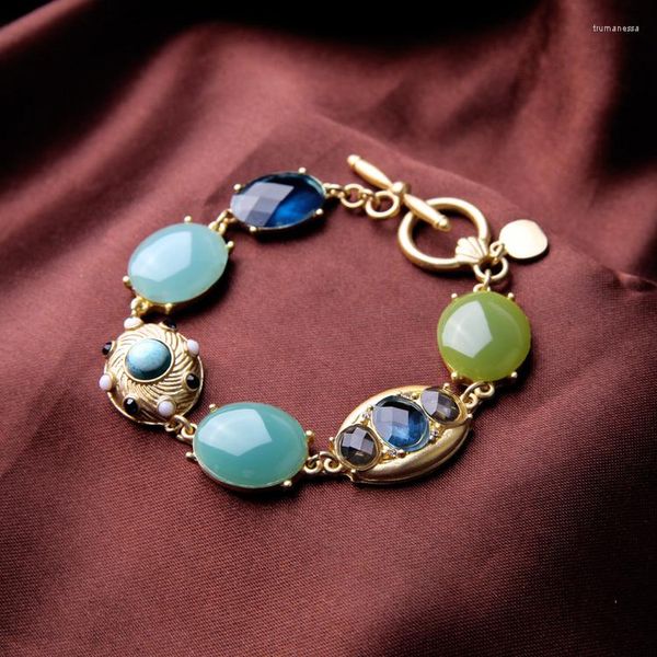 Bracelets porte-bonheur BALANBIU Unique multicolore ovale résine acrylique pour femmes frais été couleur or bijoux de mode en gros