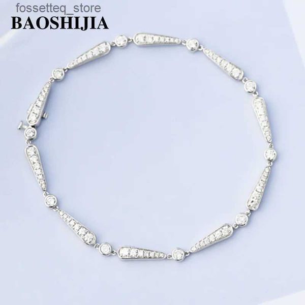 Pulseras con dijes BAOSHIJIA Sólido 18k Oro blanco Mujer Eternidad Diamantes Joyería bastante simple hecha a mano de alta calidad L240319