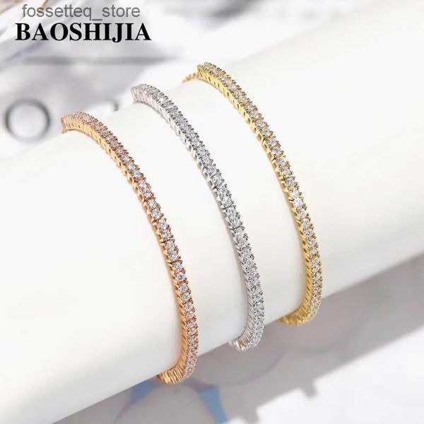 Pulseras con dijes BAOSHIJIA Sólido 18k Oro amarillo Moda Eternidad Diamantes Joyería para mujer Compromiso 1 Delicado Longitud ajustable L240319