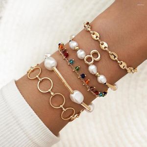 Bracelets porte-bonheur Baroque irrégulière Imitation perle géométrique cristal perle gland pour femmes fête bijoux accessoires