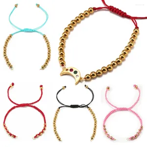 Bracelets de charme Bracelet perlé Corde Chaîne tressée pour la fabrication de bijoux Fournitures réglables Faire des perles en acier inoxydable de couleur or