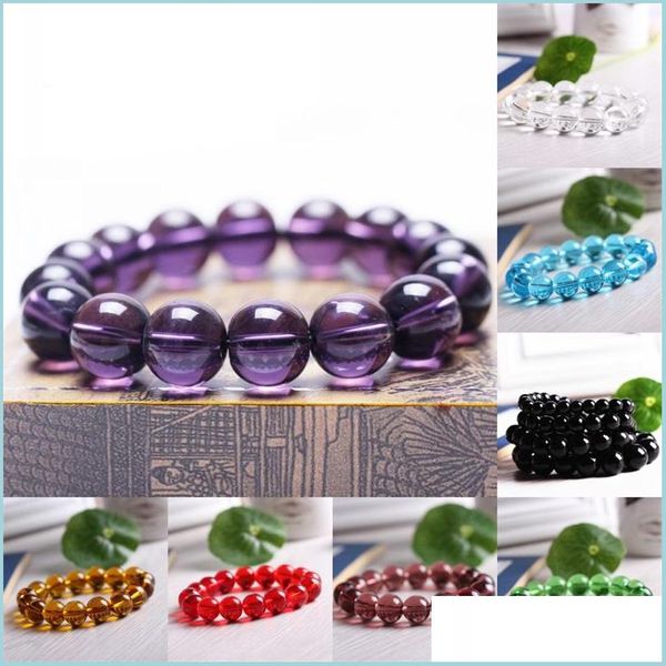 Bracelets De Charme Bracelets De Perles Stretch 8Mm Perles De Pierre Naturelle Cornaline Améthyste Bracelet Rond Violet Guérison Qylahl Luckyhat 11 Dhd9S