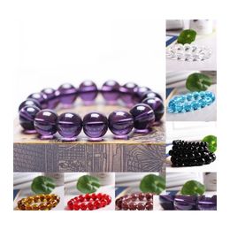 Bracelets porte-bonheur Perles Stretch 8Mm Perles en pierre naturelle Cornaline Améthyste Bracelet rond Violet Guérison Qylahl Luckyhat 11 R2 Drop D Ota78