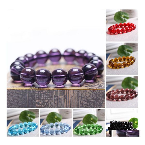 Pulseras con dijes Estiramiento de cuentas 8 mm Cuentas de piedra natural Cornalina Amatista Pulsera redonda Púrpura Cristal curativo Gota Entrega Joyería Dh0Ko