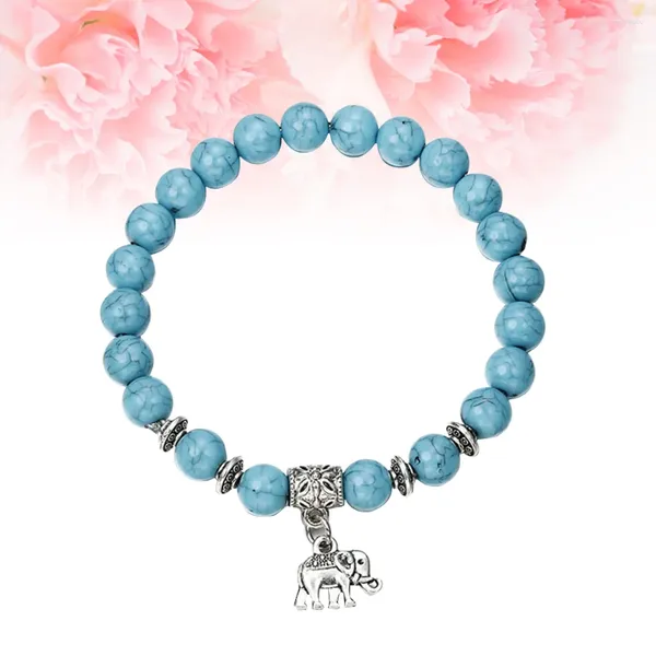 Bracelets de charme perlés extensibles unisexe européens américains turquoises éléphant pierre naturelle hommes femmes