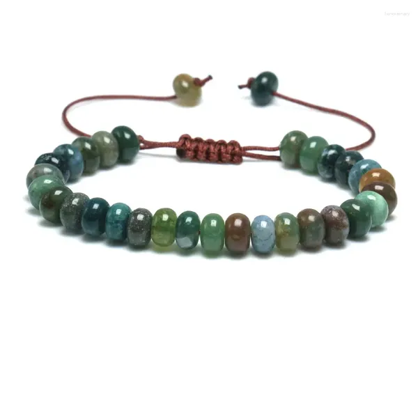 Bracelets de charme Bracelet Men 5x8 mm Abacus Corde tresse pour femmes Natural India Agate Stone Bouddha Pulsera Bijoux