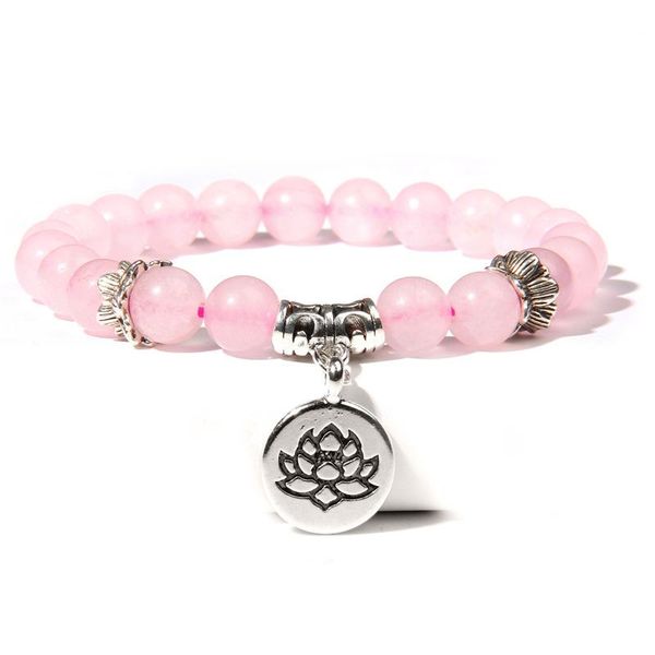 Bracelets de charme Bracelet Bracelet Naturel Stone Lotus Handmade Bouddha rose pour femmes Men Bijoux Cadeaux