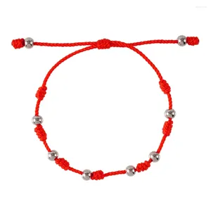 Bracelets de charme perles pour sept nœuds chanceux pour femmes tressées réglables Route rouge bijoux faits à la main