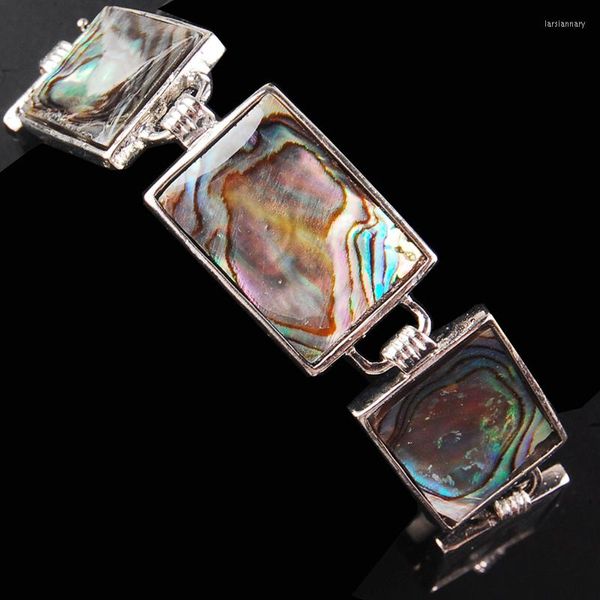 Charm Bracelets Beautful Jewelry Zealand Blue Paua Abalone Shell Oblone Mujeres Hombres Bead Bracelet 7-8.5 