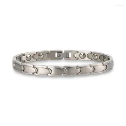 Bracelets de charme Befoshinn 2024 6 mm de largeur Femmes Silver Color Pure Titanium avec 99,9998% de perles de germanium Health Italien