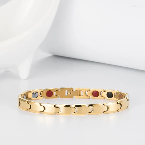 Pulseras de encanto Befoshinn Joyería de moda para mujer Titanio puro con 5 en 1 Energía Piedra Salud Desgaste diario Pulsera Italiana