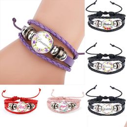 Charm Armbanden Geloof Hoop Geloof Droom Liefde Lederen Wrap Voor Vrouwen Mannen Inspirerende Brief Polsband Bangle Mode Handgemaakte Juwelier Dh7Ch