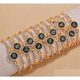 Bracelets de charme bijoux de naissance constellations 12 signes zodiaques pour femmes hommes cadeaux d'anniversaire de bracelet zircon cube livraison dh2vp