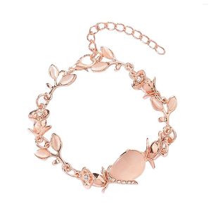 Bedelarmbanden Verjaardag Opaal Leaf Women Bracelet opvallende mode -sieraden Exquisite Rosé goud Glad oppervlak Verysteem verstelbaar