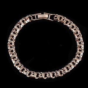 Bracelets de charme Bismark 585 Rose Gold Color Jewelry une forme de tissage de longs hommes et femmes caténaires de la main de 7 mm de large 221114295n
