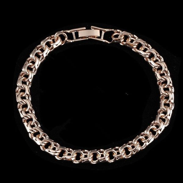 Bracelets de charme Bismark 585 Rose Gold Color Jewelry une forme de tissage long 7 mm de large caténaire et femmes 2211142229