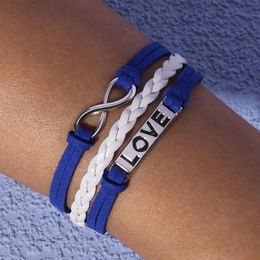 Charmarmbanden BL248 Li Meng Sieraden Europese en Amerikaanse modebrief Leer Bracelet Persoonlijkheid Retro Love Wing Vrouw