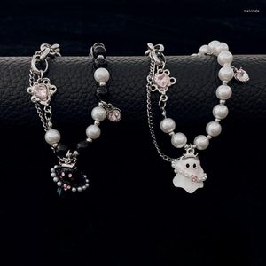 Bracelets à breloques Noir et blanc Petites perles fantômes Modèles masculins féminins de pour les couples Niche Design Filles Accessoires exclusifs