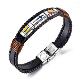 Bedelarmbanden zwarte gevlochten meerlagige lager lederen armband mannen punk kruis sieraden accessoires retro roestvrijstalen gesp bileklik erkek