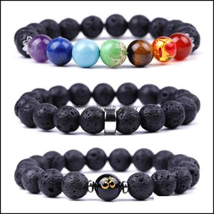 Bedelarmbanden zwarte lava steen zeven chakra's genezende kralen charmelarmband vrouwen mannen energie boeddha armbanden sieraden dro dhseller2010 dhwog