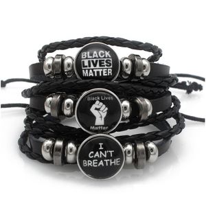 Bedelarmbanden Black Lives Matter Armbanden Kruis Hart Kralen I Cant Breathe Letter Charm Mode Gevlochten Lederen Armband Mannen Bangle Dh7Et