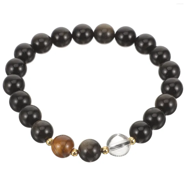 Pulseras de encanto Pulsera de obsidiana negra Hombres Cuentas salvajes Mujeres Muñeca Piedra Hombre con cuentas