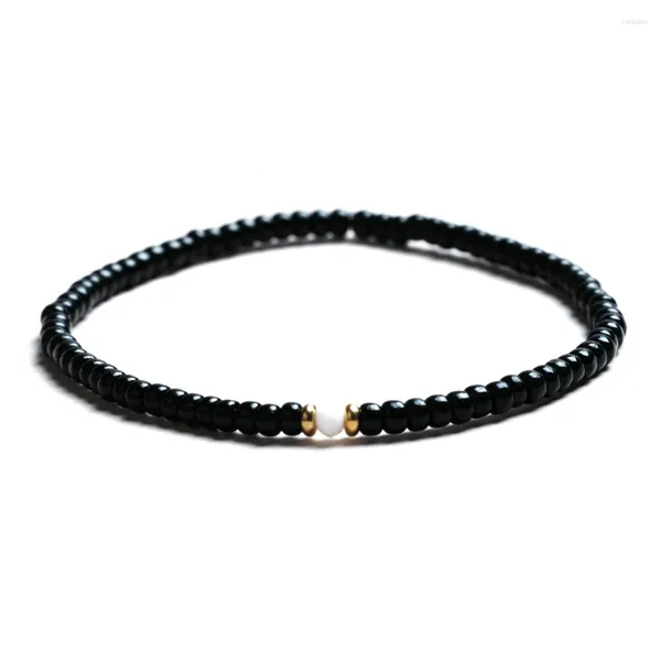 Bracelets de charme noir rétro pour femmes cadeau perles de verre Bracelet délicat Simple 3mm mince Pulseras Femme bijoux de mode