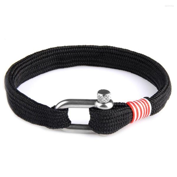 Pulseras de encanto Cuerda negra Acero inoxidable Hebilla tipo U Alta calidad Ocio al aire libre Deportes Bandas de muñeca Minimalista para hombres